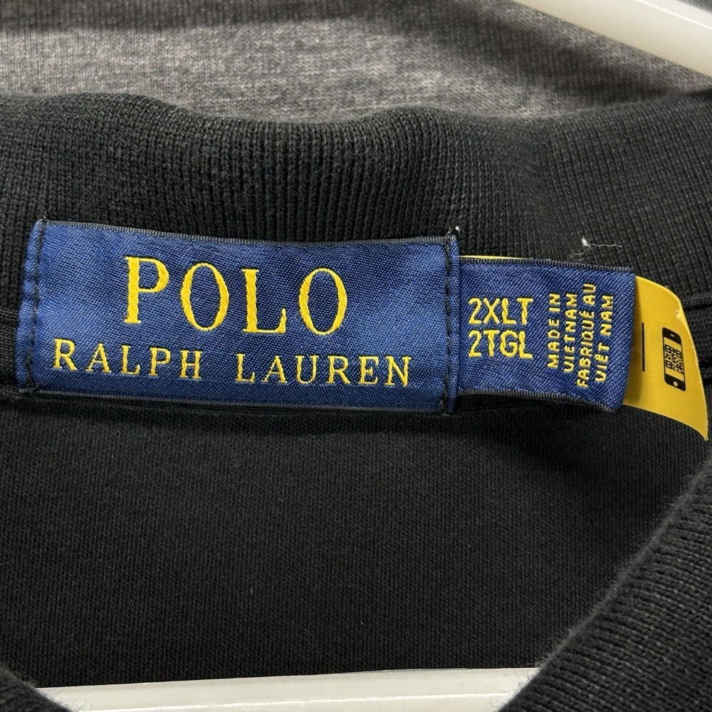 Polo Ralph Lauren Polo Shirt Mens 2XLT Black Cotton Flesh Pony Preppy Soft - Picture 4 of 11